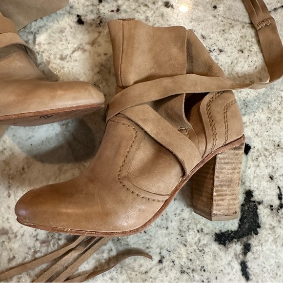 Free People Seven Wonders Wrap Around Ankle Tie Booties B117 - Picture 3 of 11